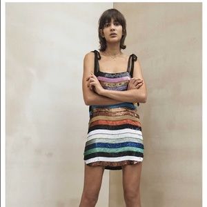 Attico Sabrina Sequin Striped Mini Cocktail Dress worn once